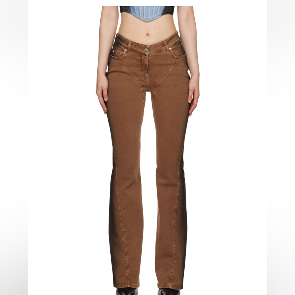Mugler Brown Boot Cut Jeans with Classic Design